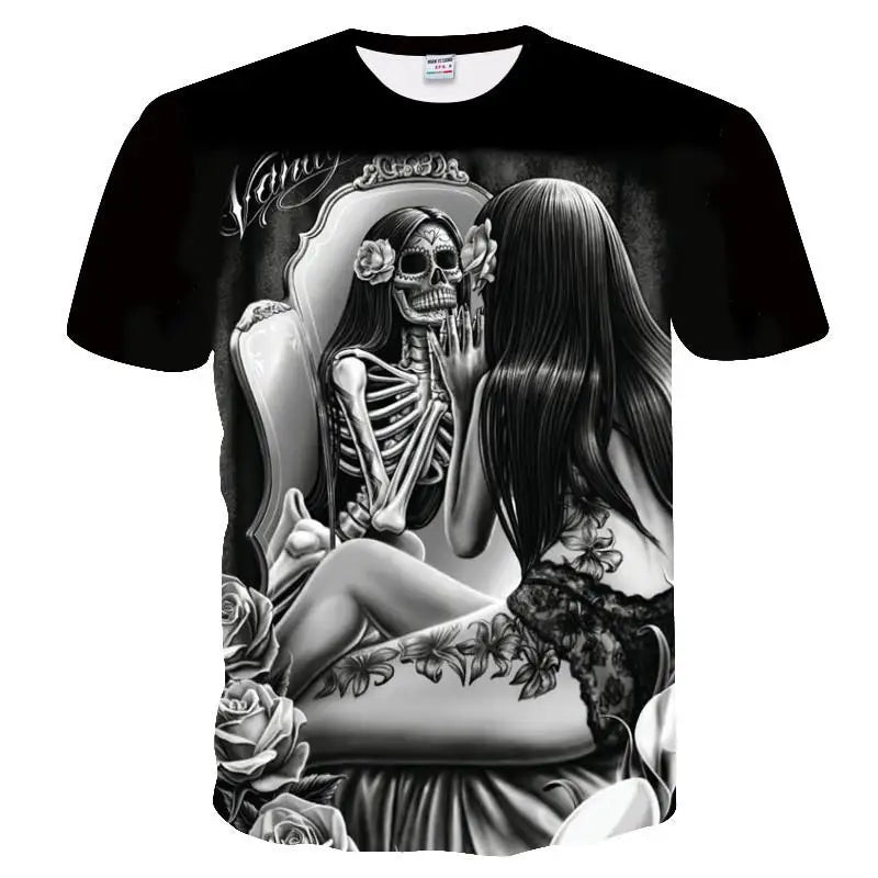 Summer Skull And Beauty Pattern Quick-Dry Men's T-shirt (Multiple Patterns)