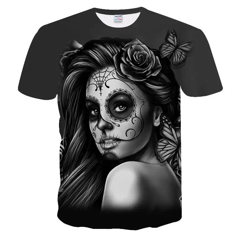 Summer Skull And Beauty Pattern Quick-Dry Men's T-shirt (Multiple Patterns)