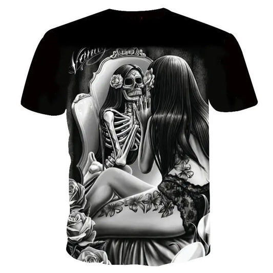 Summer Skull And Beauty Pattern Quick-Dry Men's T-shirt (Multiple Patterns)