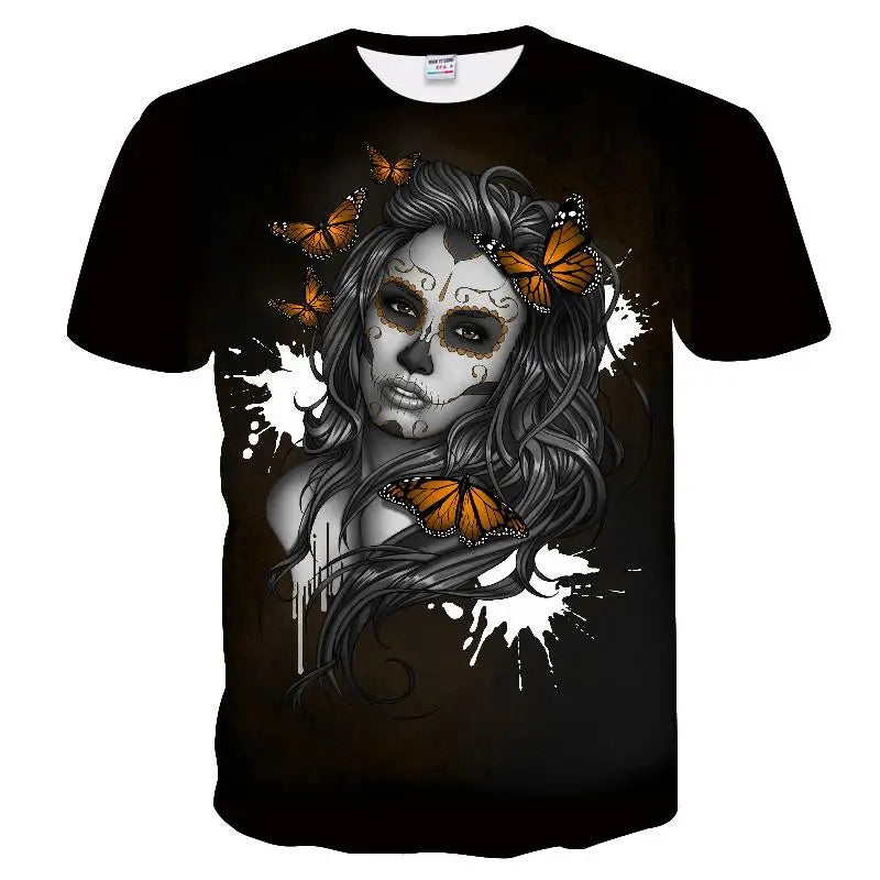Summer Skull And Beauty Pattern Quick-Dry Men's T-shirt (Multiple Patterns)