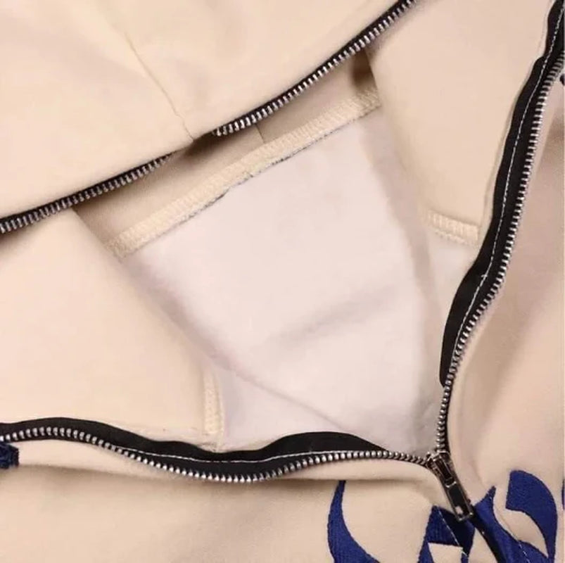 ZSIIBO Y2K European and American Cross-Border Ins Gothic Style Autumn Smiley Face Letter Print Casual Street Zipper Hoodie - New Collection 2023