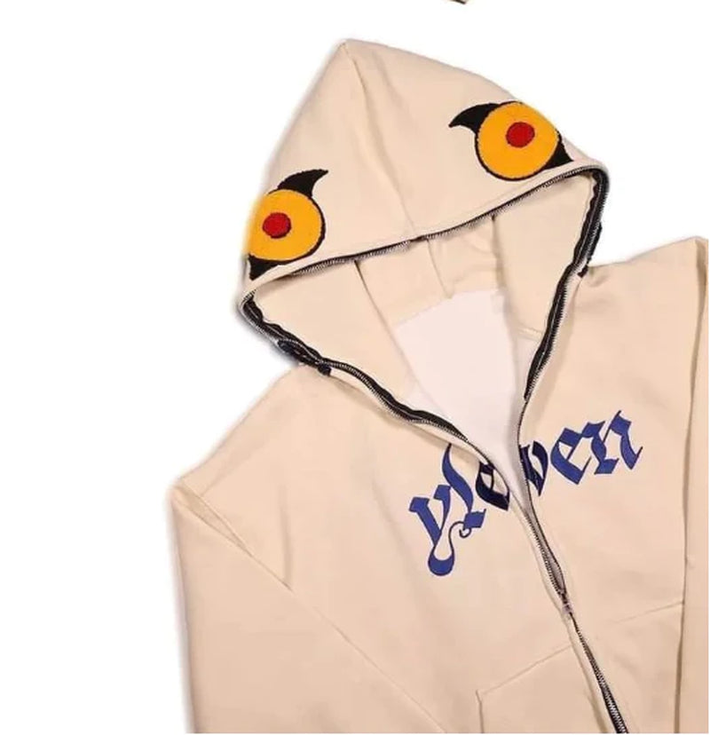 ZSIIBO Y2K European and American Cross-Border Ins Gothic Style Autumn Smiley Face Letter Print Casual Street Zipper Hoodie - New Collection 2023