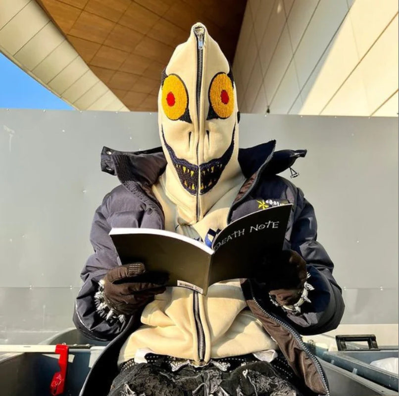 ZSIIBO Y2K European and American Cross-Border Ins Gothic Style Autumn Smiley Face Letter Print Casual Street Zipper Hoodie - New Collection 2023