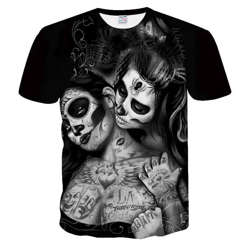Summer Skull And Beauty Pattern Quick-Dry Men's T-shirt (Multiple Patterns)