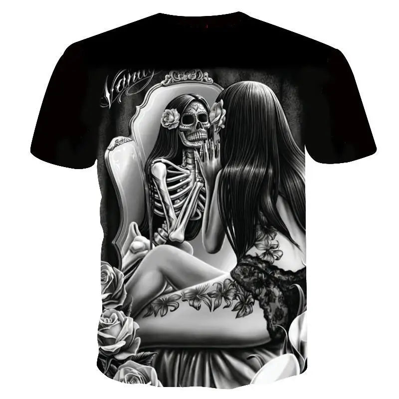 Summer Skull And Beauty Pattern Quick-Dry Men's T-shirt (Multiple Patterns)