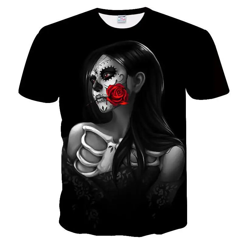 Summer Skull And Beauty Pattern Quick-Dry Men's T-shirt (Multiple Patterns)