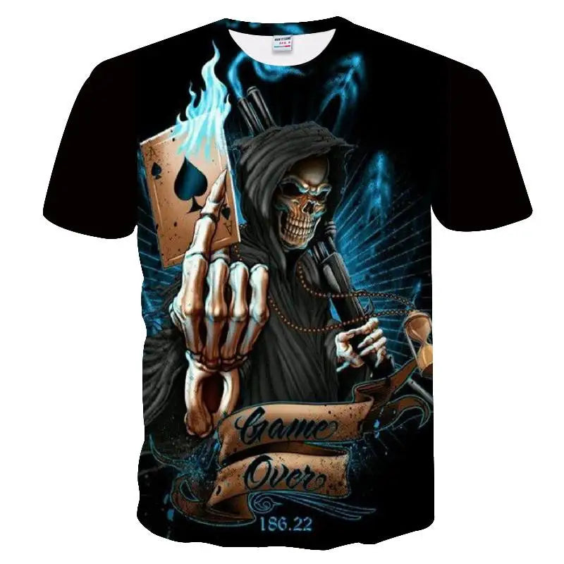 Summer Skull And Beauty Pattern Quick-Dry Men's T-shirt (Multiple Patterns)