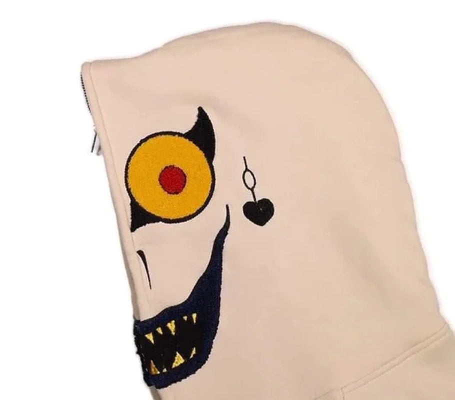 ZSIIBO Y2K European and American Cross-Border Ins Gothic Style Autumn Smiley Face Letter Print Casual Street Zipper Hoodie - New Collection 2023